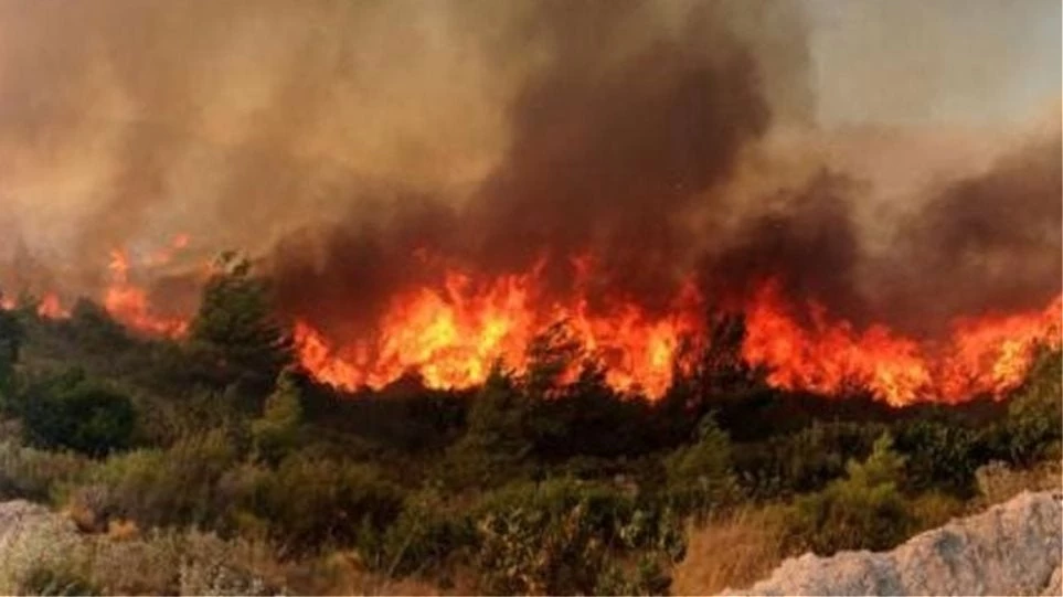Σε εξέλιξη μεγάλη φωτιά στην Άνδρο -Στην περιοχή πνέουν ισχυροί άνεμοι εντάσεως 7 μποφόρ (βίντεο)